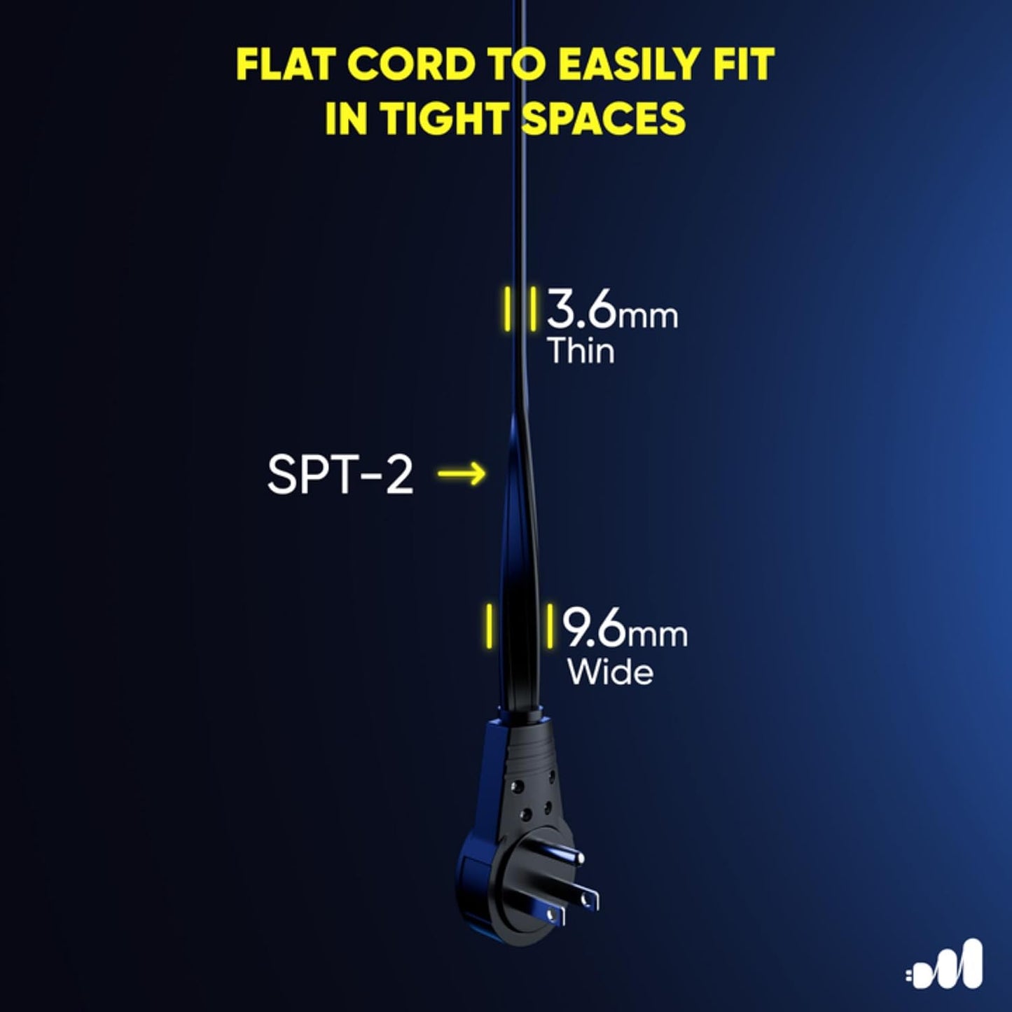Cable extensión enchufe plano giratorio 360° 50ft negro