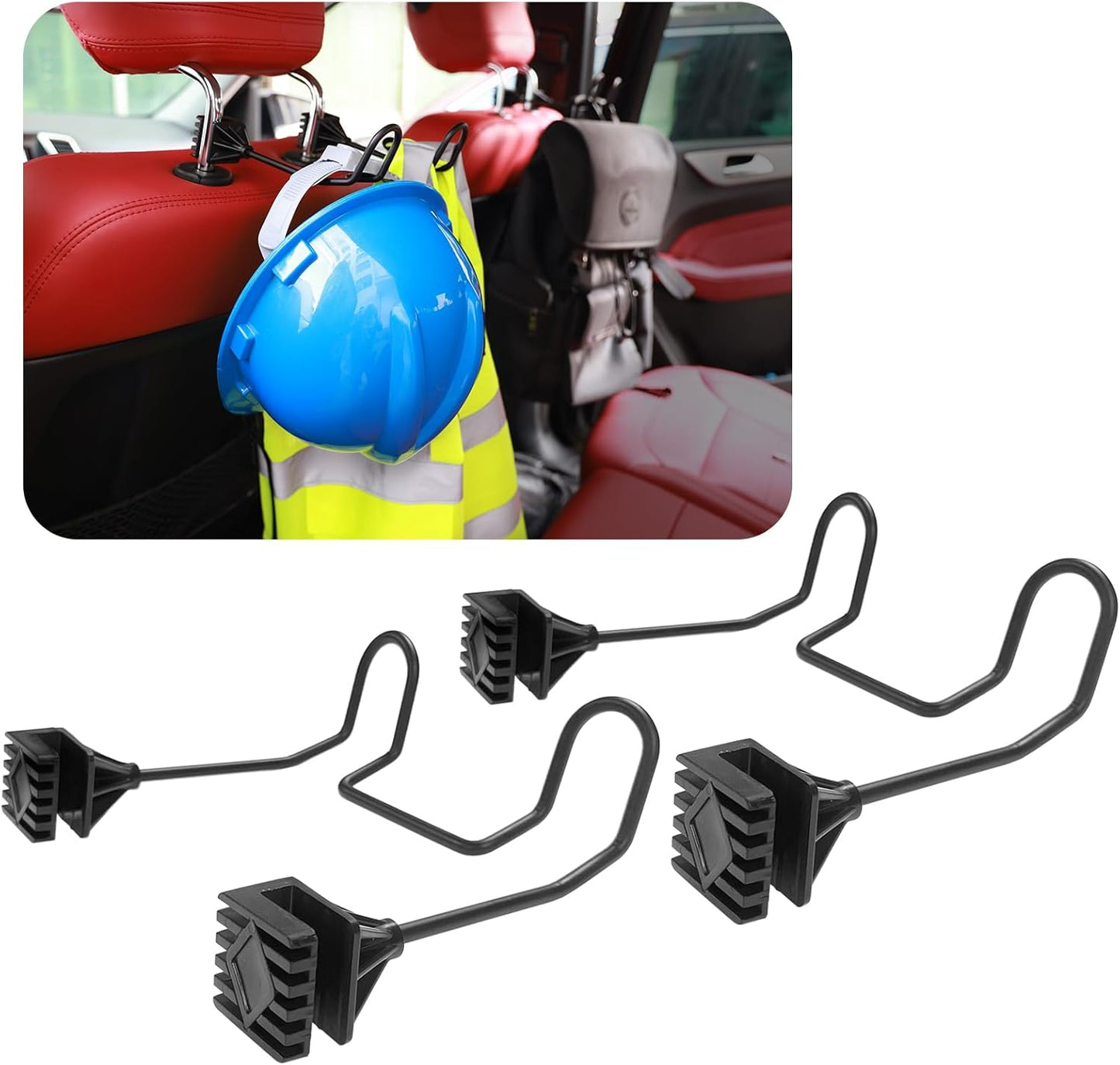 Soporte casco duro para asiento camión y ganchos