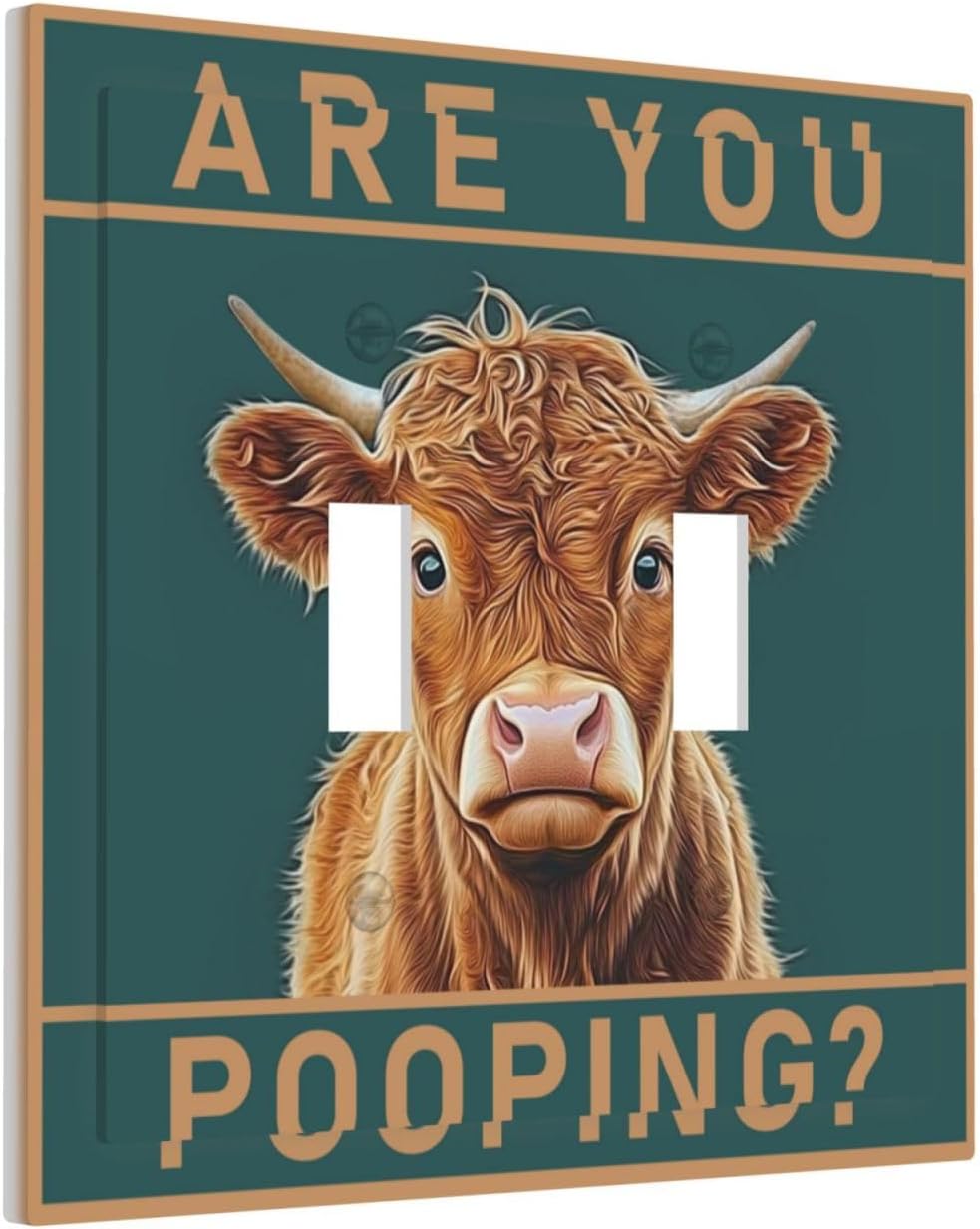 Placa interruptor doble vaca Highland decorativa