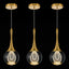Lámpara colgante LED gotas lluvia cristal dorada 3000K pack 3