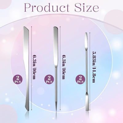 6 Espátulas Acero Inox para Base y Maquillaje