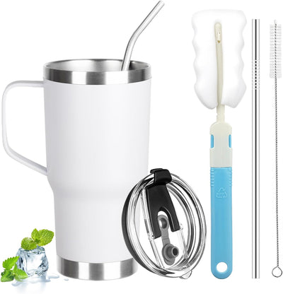 Vaso térmico acero inox 20oz con asa tapa y pajita