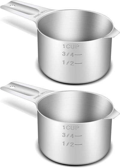2 Tazas Medidoras Acero Inox 8.1oz Cuchara Lavavajillas