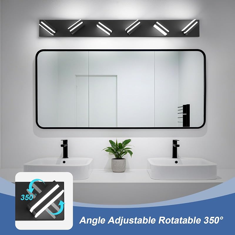 Luces LED baño acrílica negra 6000K 41" rotación
