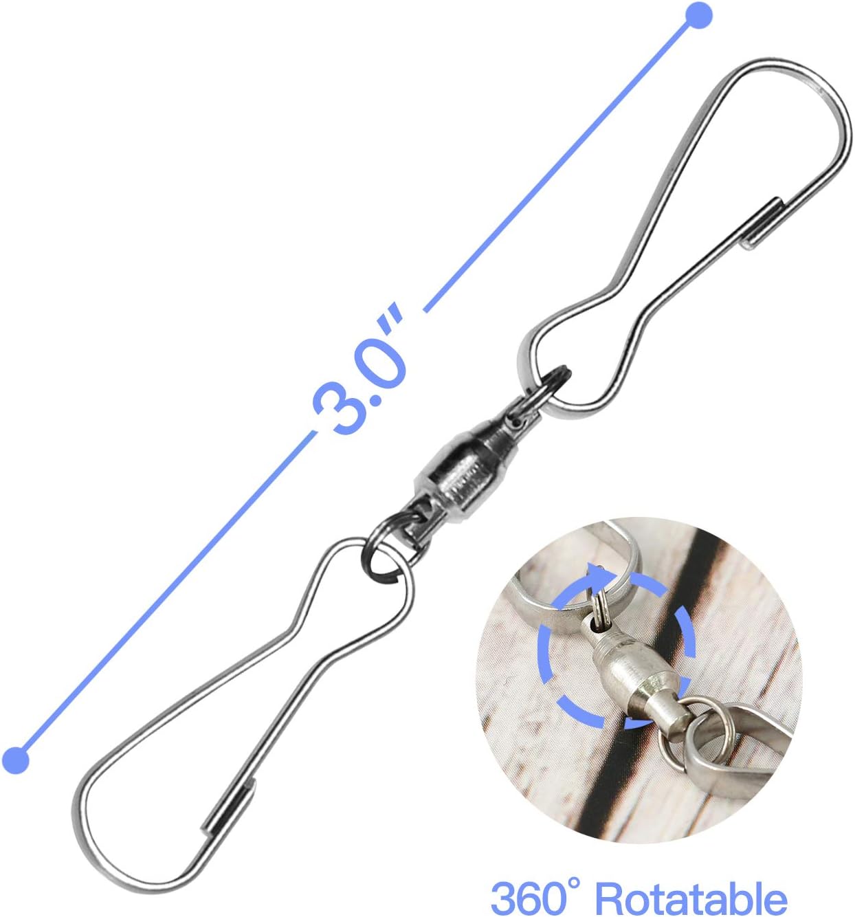 10 Clips Manga Viento Giratorio 3pulg Inox Antienvoltura