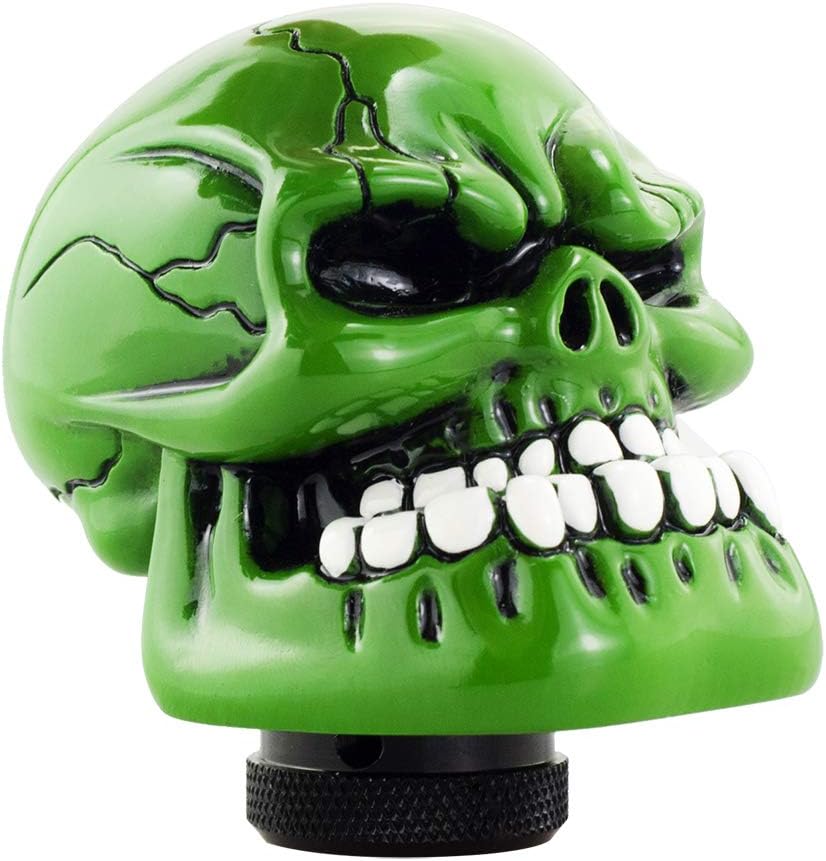 Pomo palanca cambios manual forma calavera verde