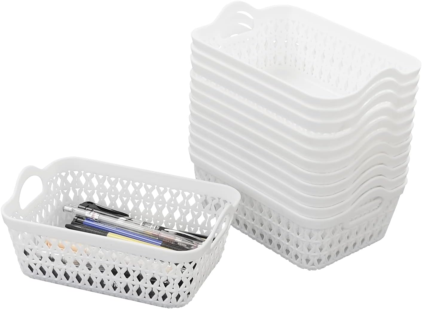 12 Pack Cestas Almacenamiento Escritorio Blancas