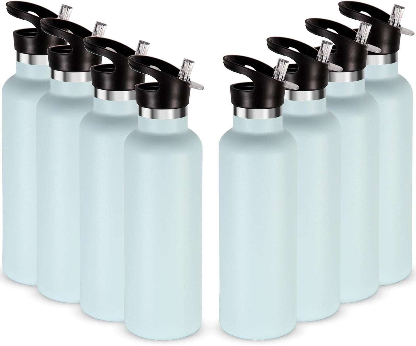 Botella agua aislada acero inox 24oz set 8 con pajita