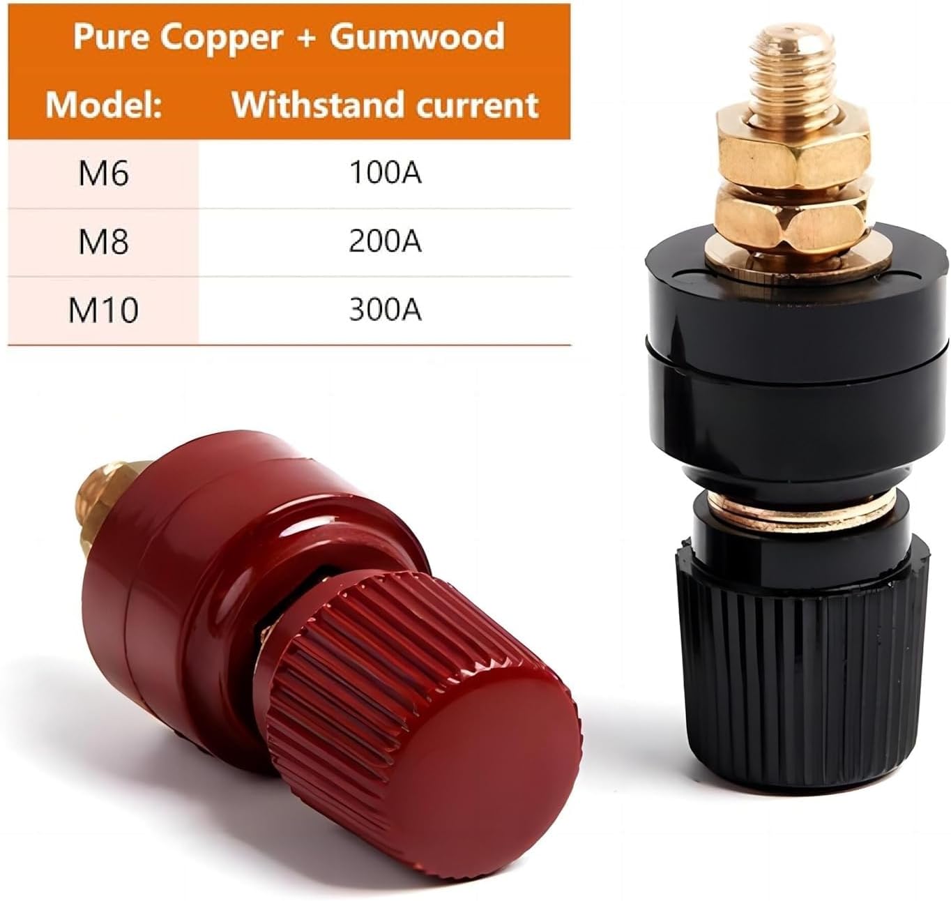 Poste unión terminal batería cobre puro M6 2pzas