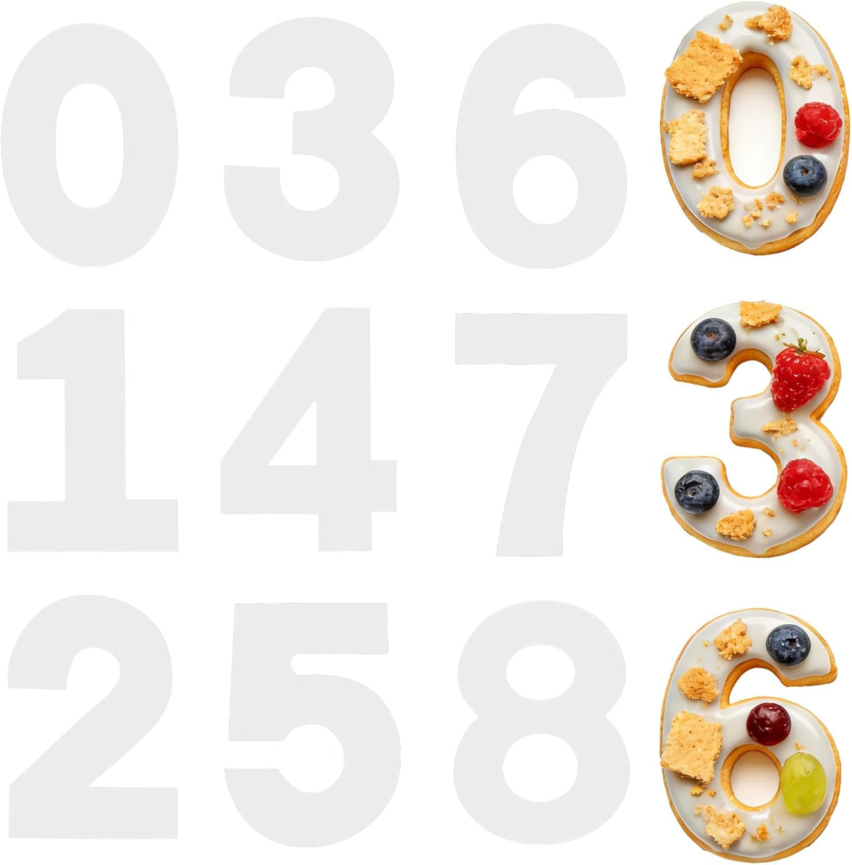 Moldes para pasteles grandes de números 0-8 de 12 pulgadas juego de 9 piezas plástico PET