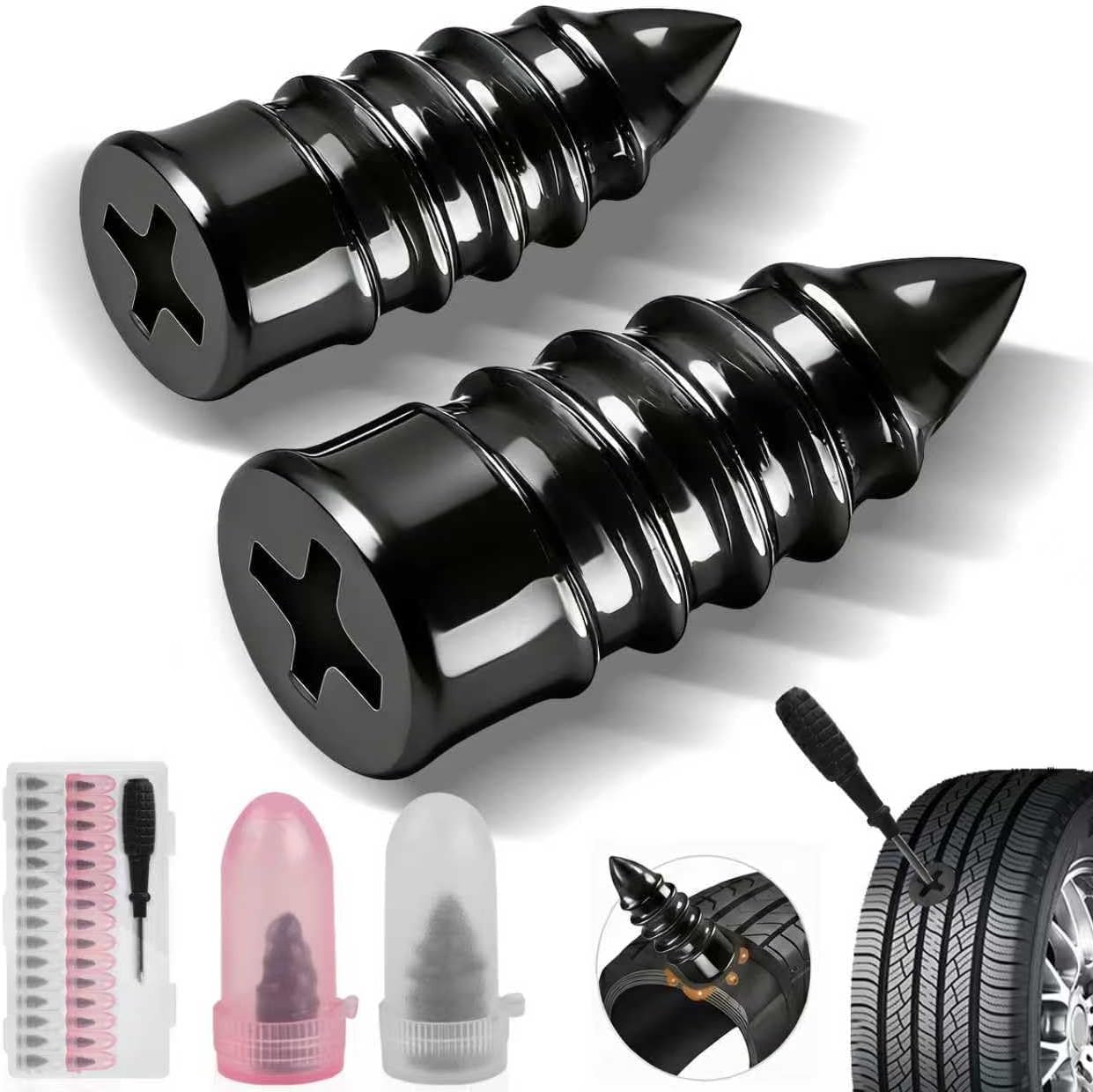 Kit 30 tapones neumáticos goma para coche motocicleta