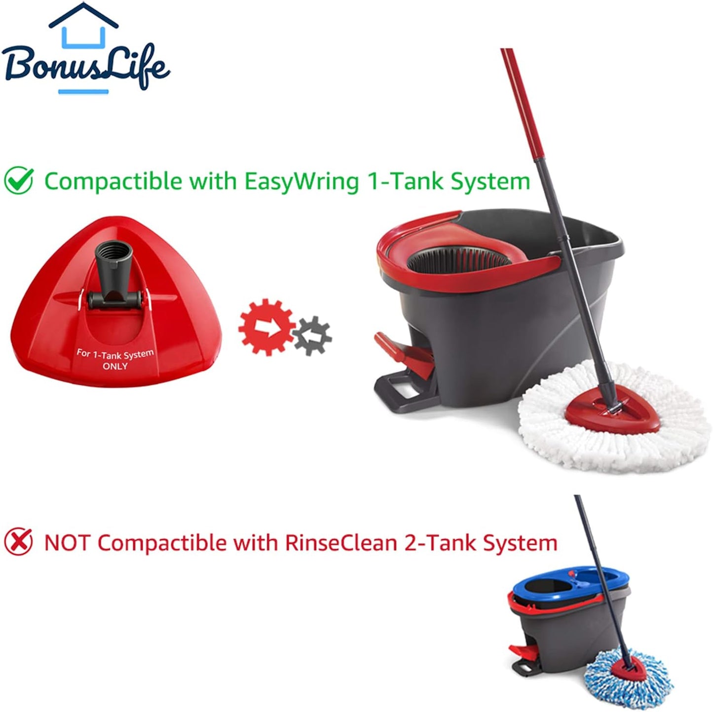 4 Pzas Repuestos Fregona y Base Cabezal Easywring Spin Mop
