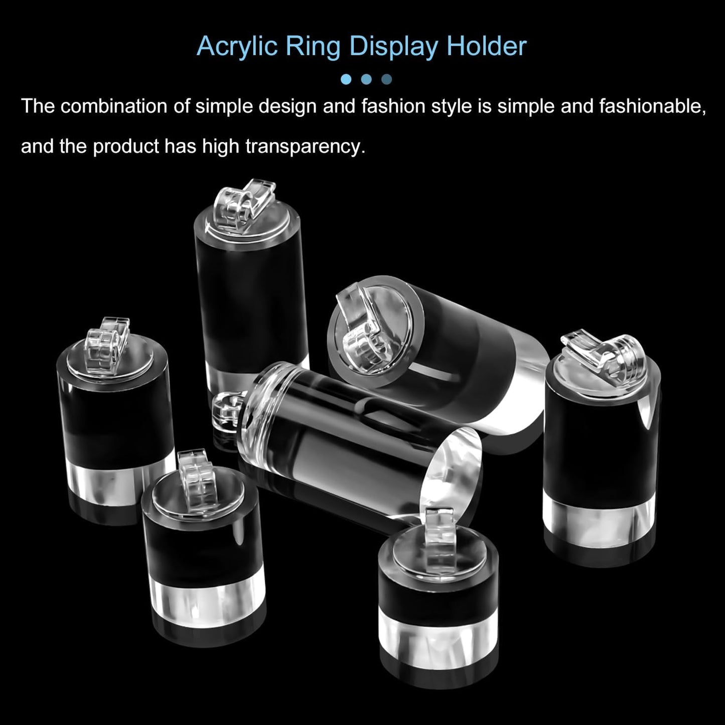 7 Soportes Acrílico Cilindro Transparente para Anillos