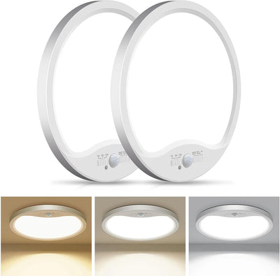 2 Lámparas Techo LED Sensor Movimiento 8.7pulg