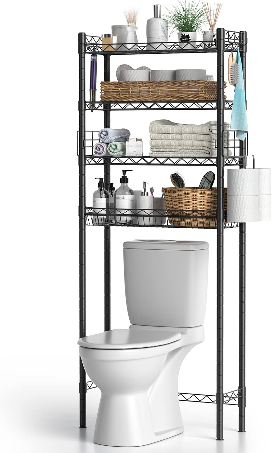 Estante baño sobre inodoro 4 niveles negro