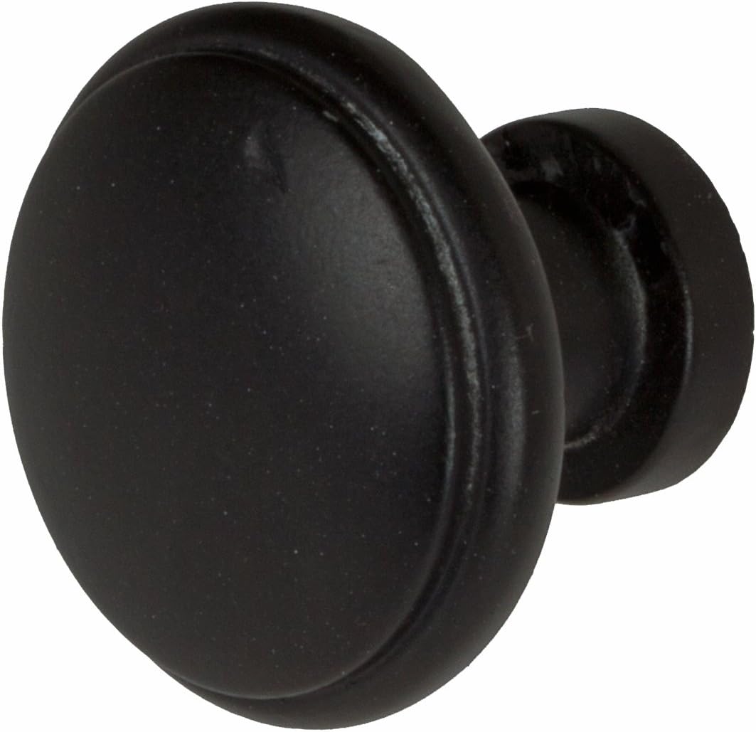 Pomo redondo gabinete 1.125pulg set 10 negro mate