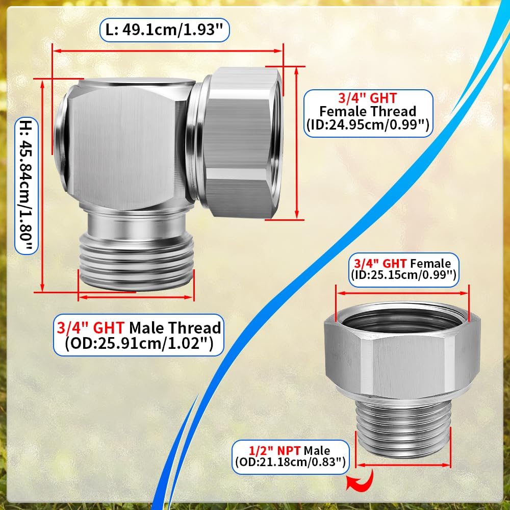Kit codo giratorio manguera 3/4pulg acero inox 304 conector GHT