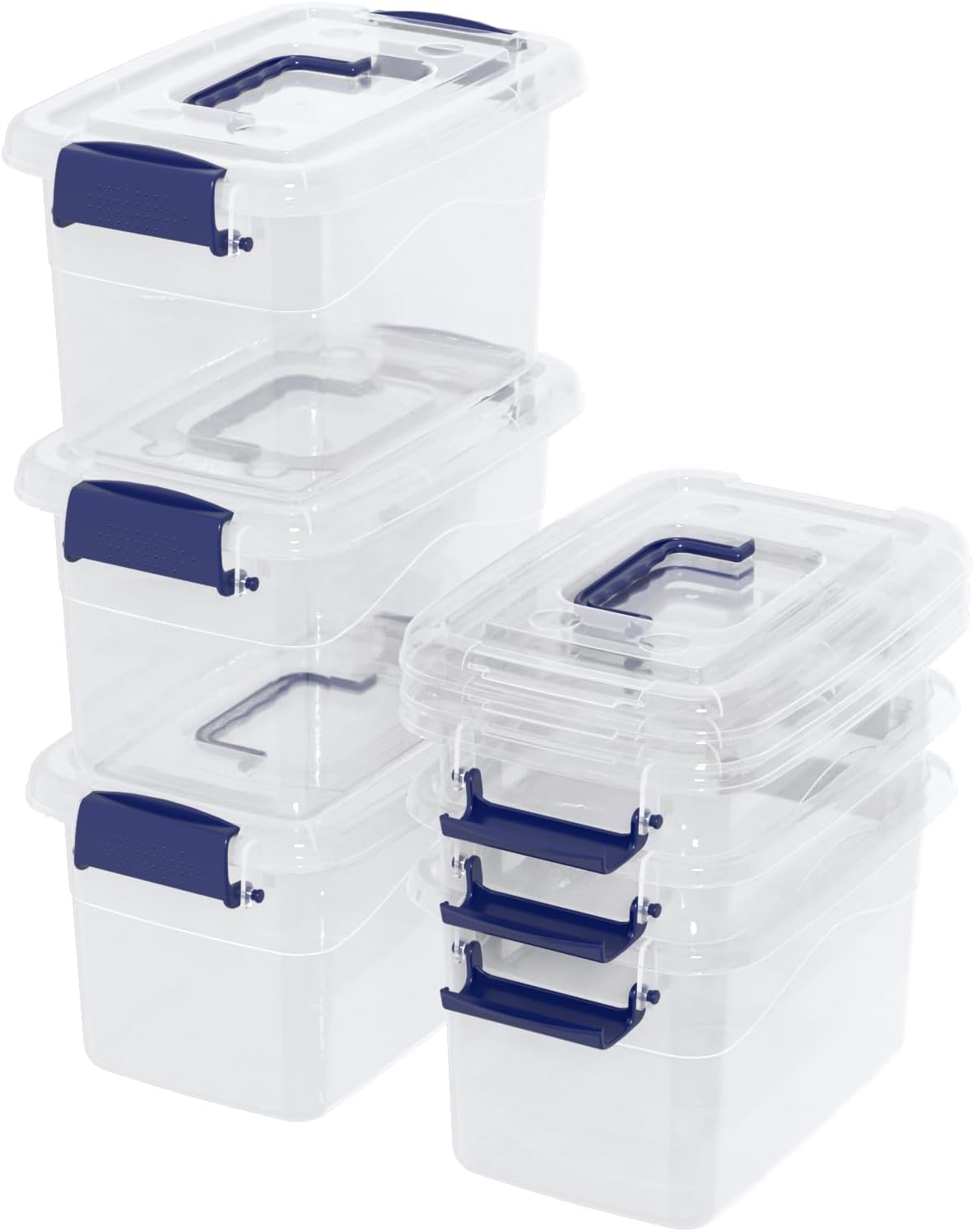 6 Pzas Contenedor Plástico 6qt Transparente con Tapas