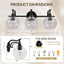 Lámpara baño negra 3 luces pared a prueba óxido