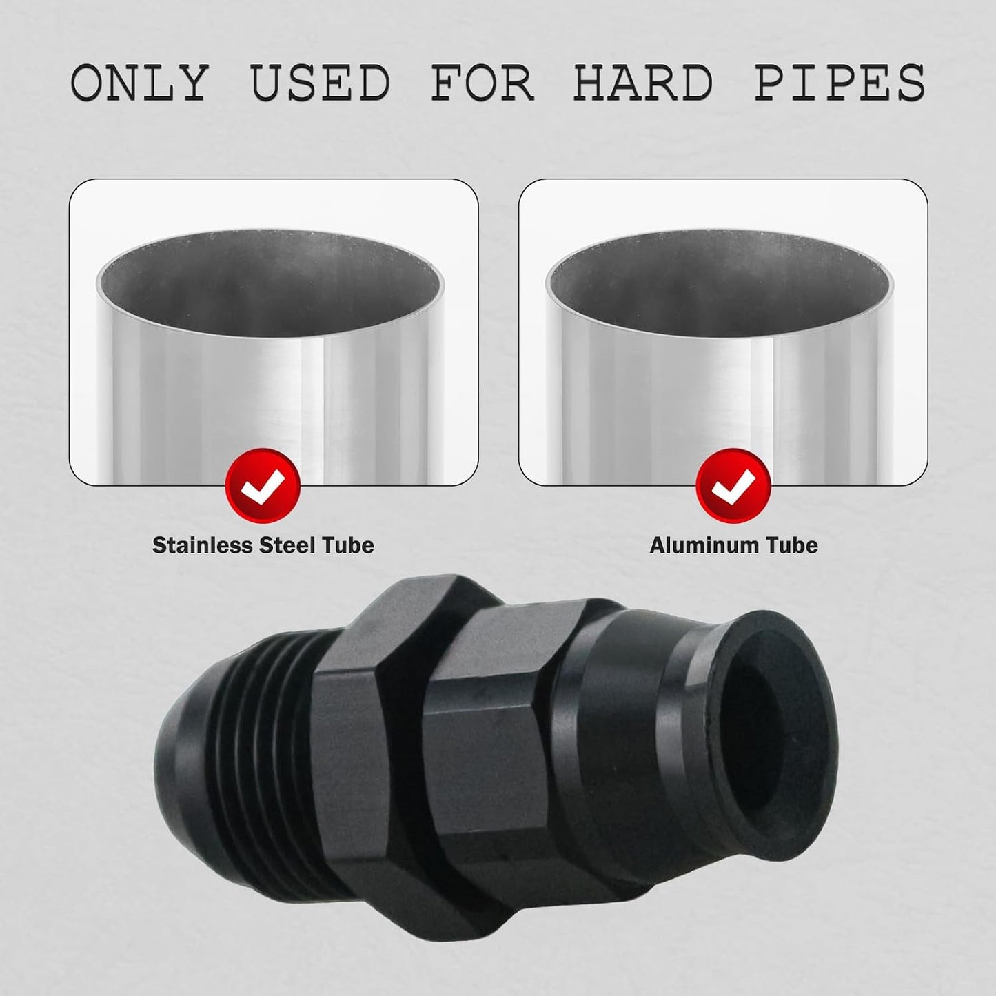 Adaptador compresión 6AN macho a 5/16" aluminio negro pack 2