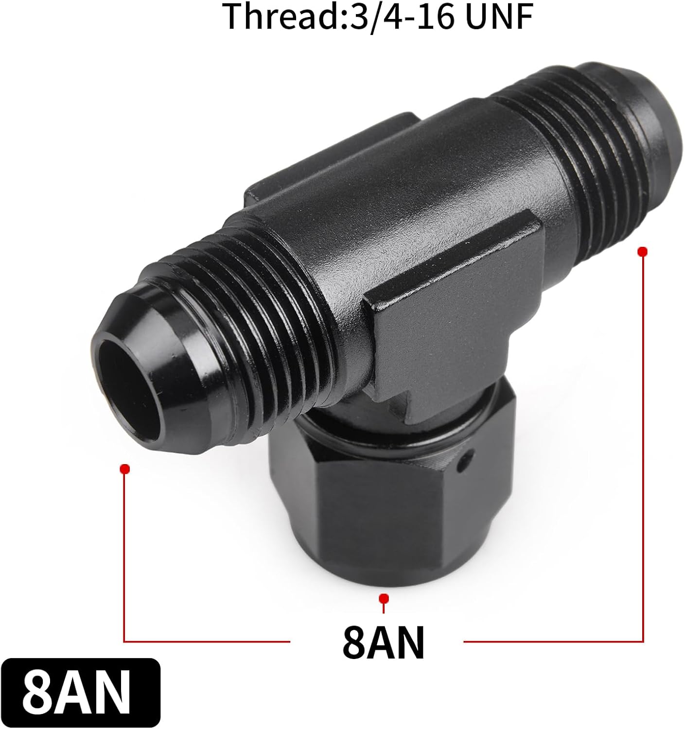 Adaptador T macho 8AN con hembra AN8 giratorio aluminio
