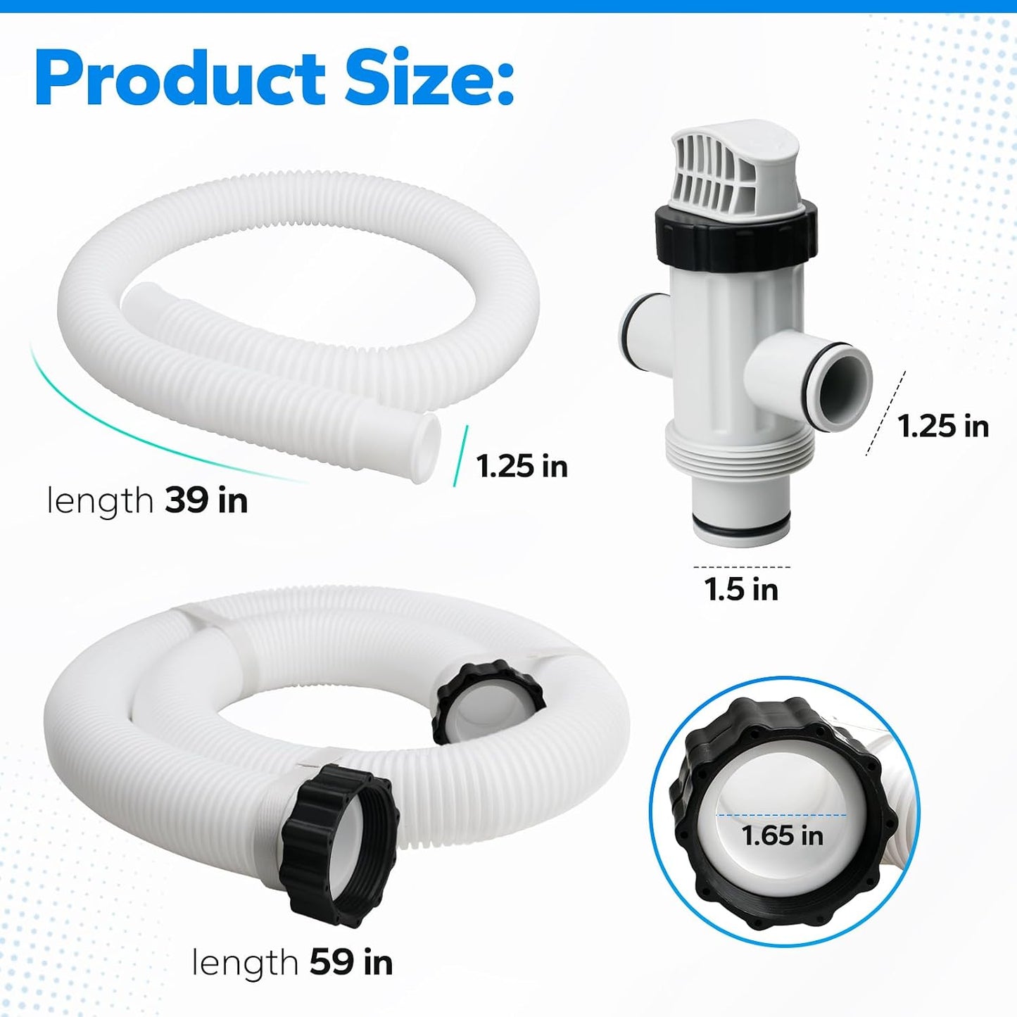 Kit mangueras piscina válvula émbolo Intex 1.5" 1.25" 3ft