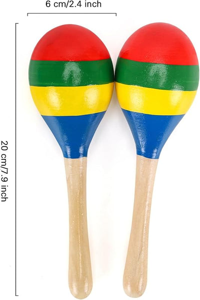 2 Pzas Maracas de Madera 7.9pulg Ritmo Claro