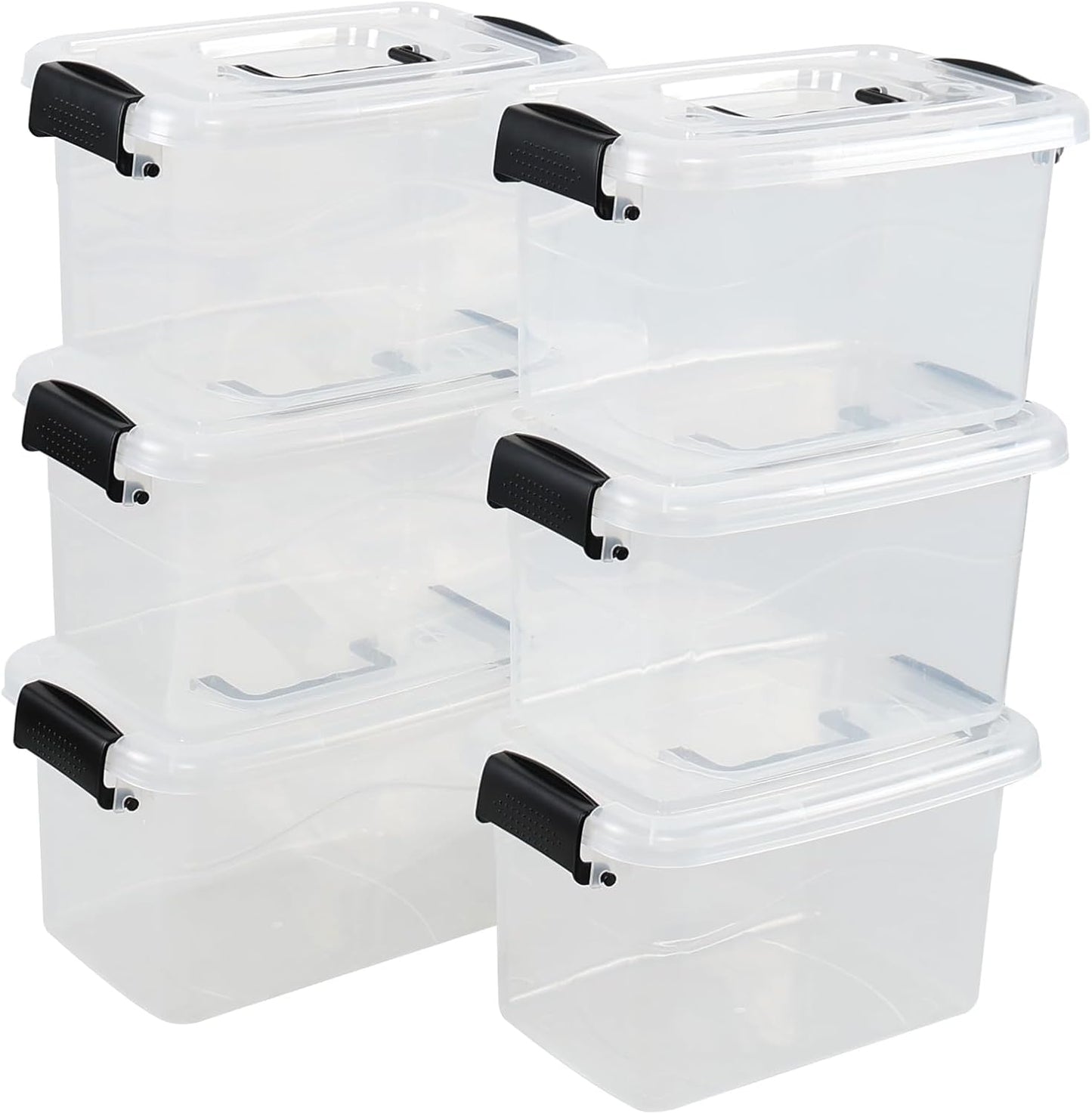 6 Pzas Contenedor Plástico 5qt Transparente con Asa
