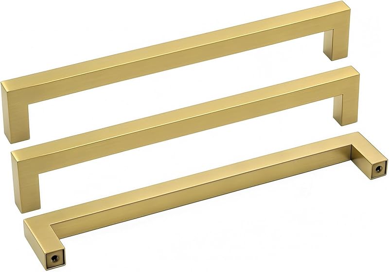 Manijas doradas latón cepillado para cajones 7.5pulg set 50
