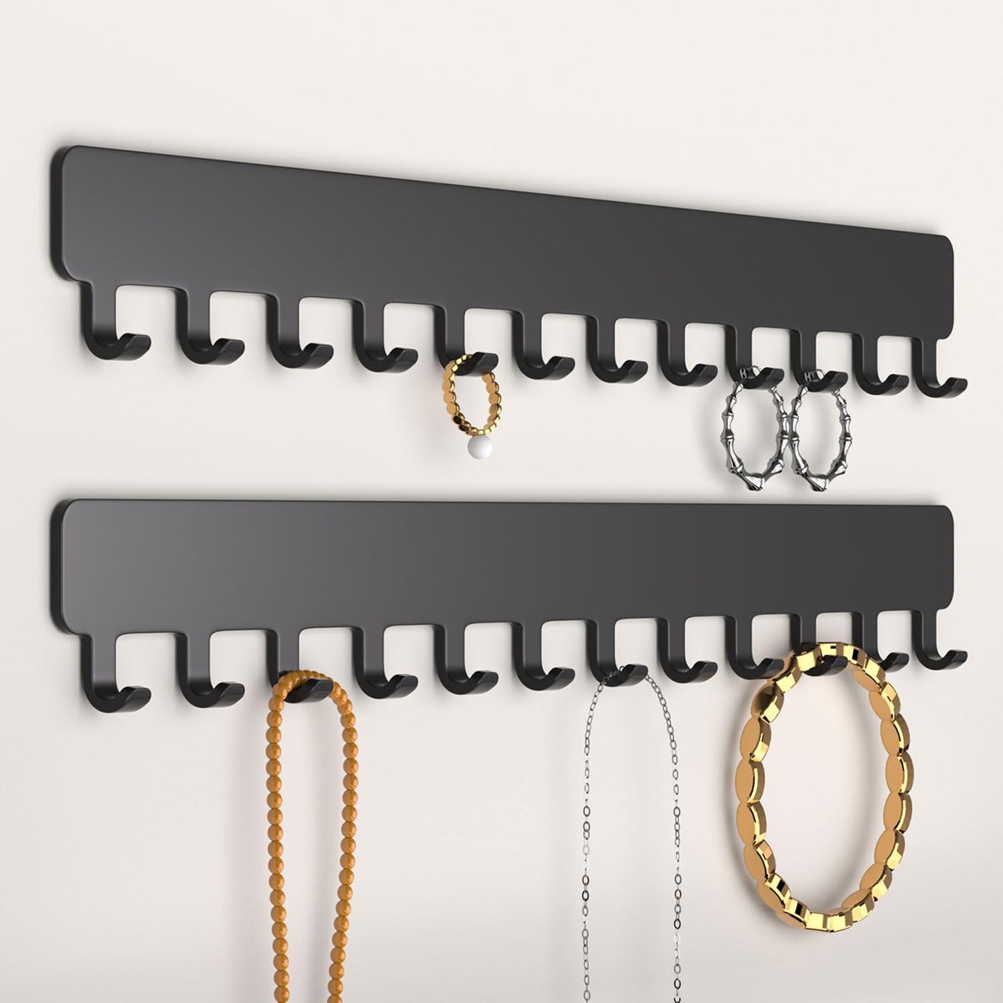 Organiz. collares autoadhesivo pared 2 pzas negro