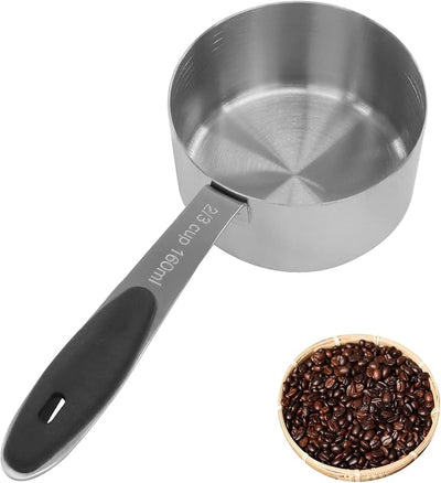 Taza medidora café 2/3 tazas cuchara acero inox 5.4oz para mascotas