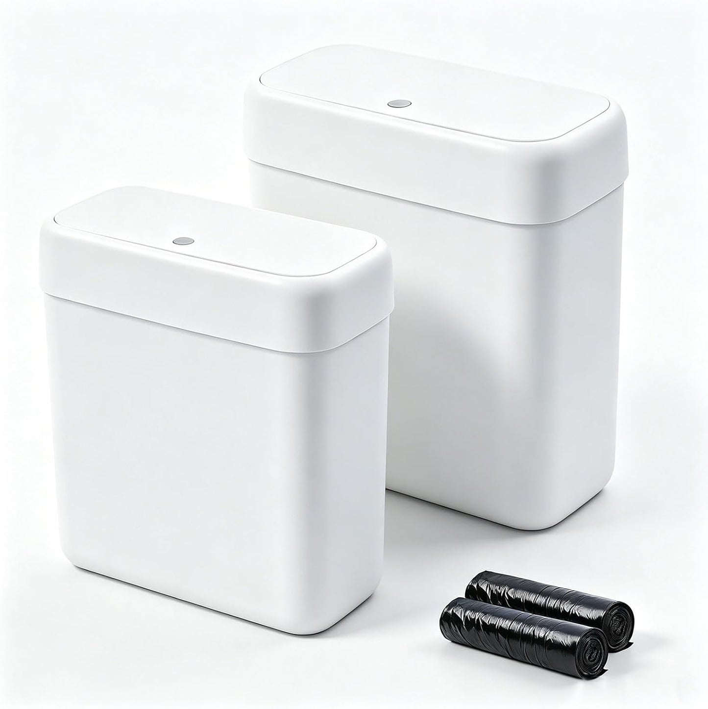 2 Basureros Baño Plástico 3gal/12L y 2.7gal/10L Tapa