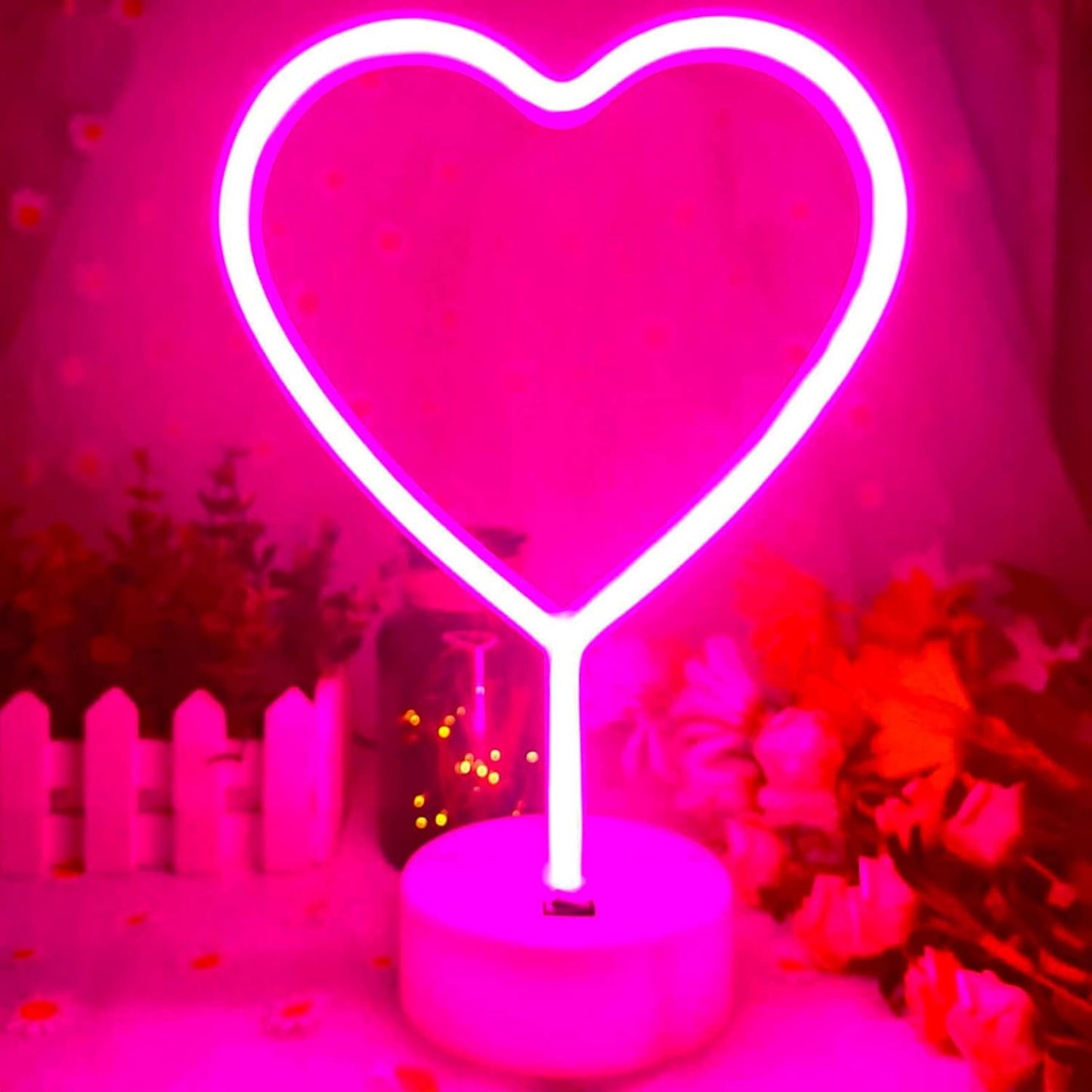 Letrero corazón neón LED rosa USB dormitorio San Valentín