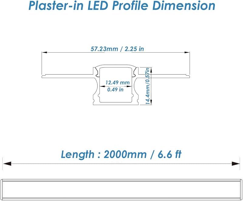 Canal aluminio LED para yeso 20uds 2m empotrable