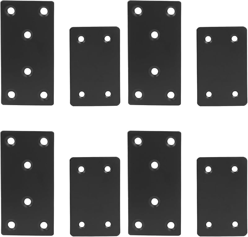 8 Soportes planos negros para muebles y estantes 3.15x1.5pulg