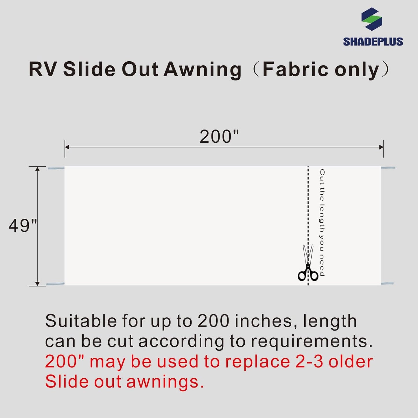 Toldo deslizante universal para caravanas 49x200" solo tela