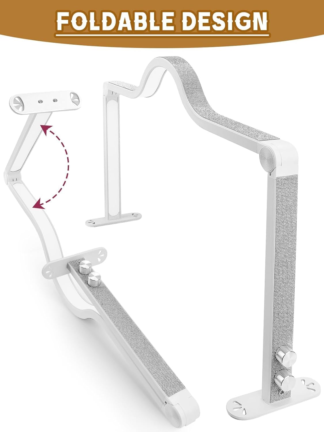 Lámpara arco plegable para uñas con soporte teléfono y