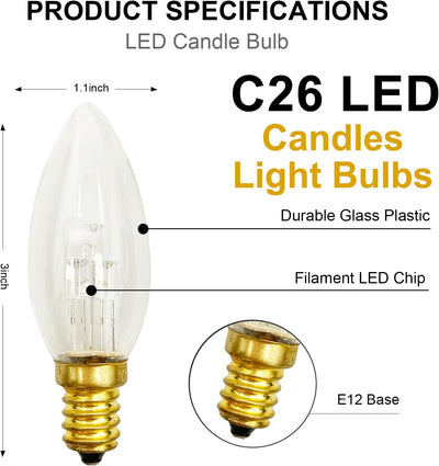 6 Pzas Bombillas LED E12 Vidrio Blanco Suave Torpedo 3V