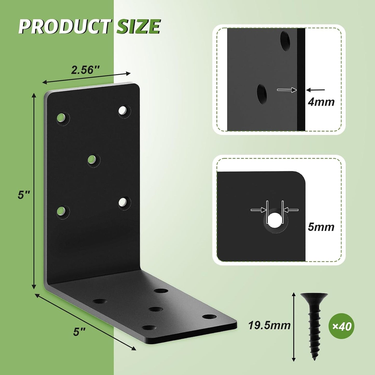 Soporte esquina 90 grados 5x5pulg para madera y muebles 4