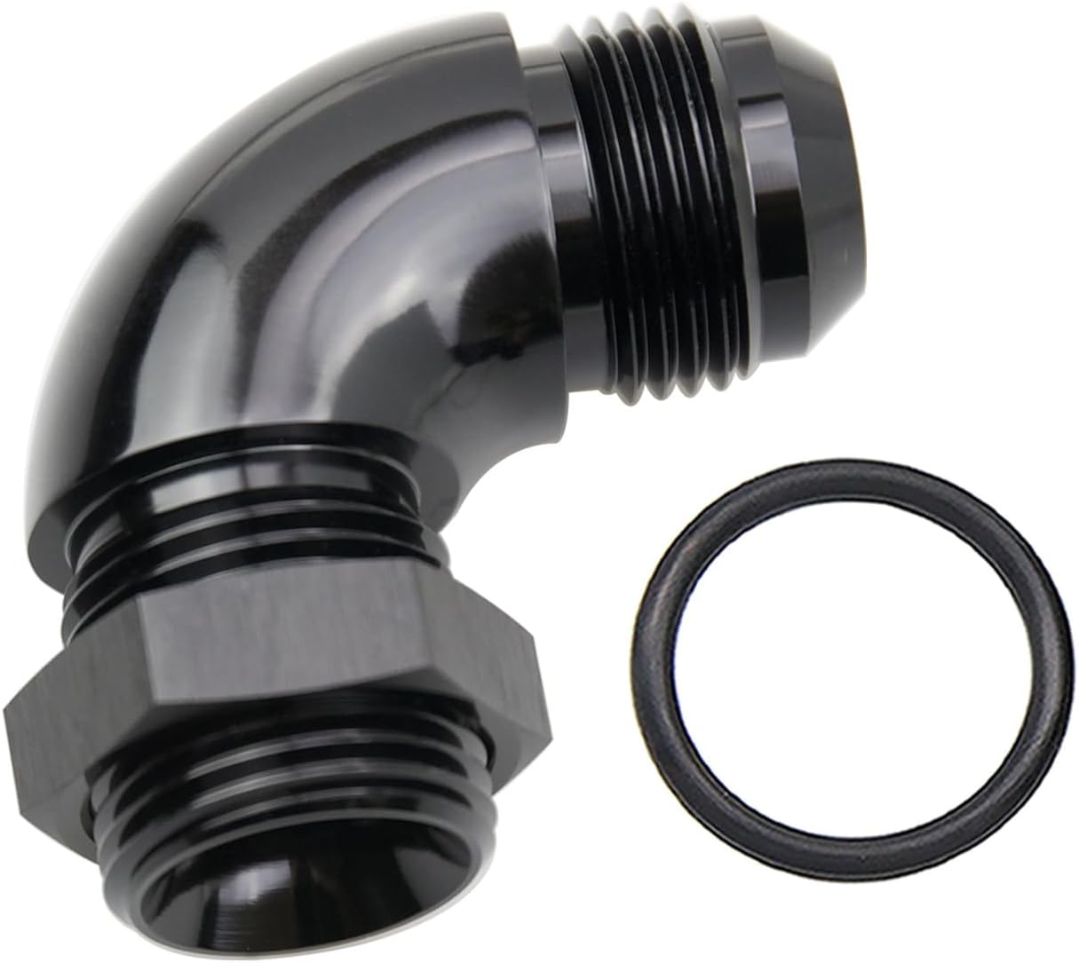 Adaptador 12AN macho a ORB 90 grados aluminio negro