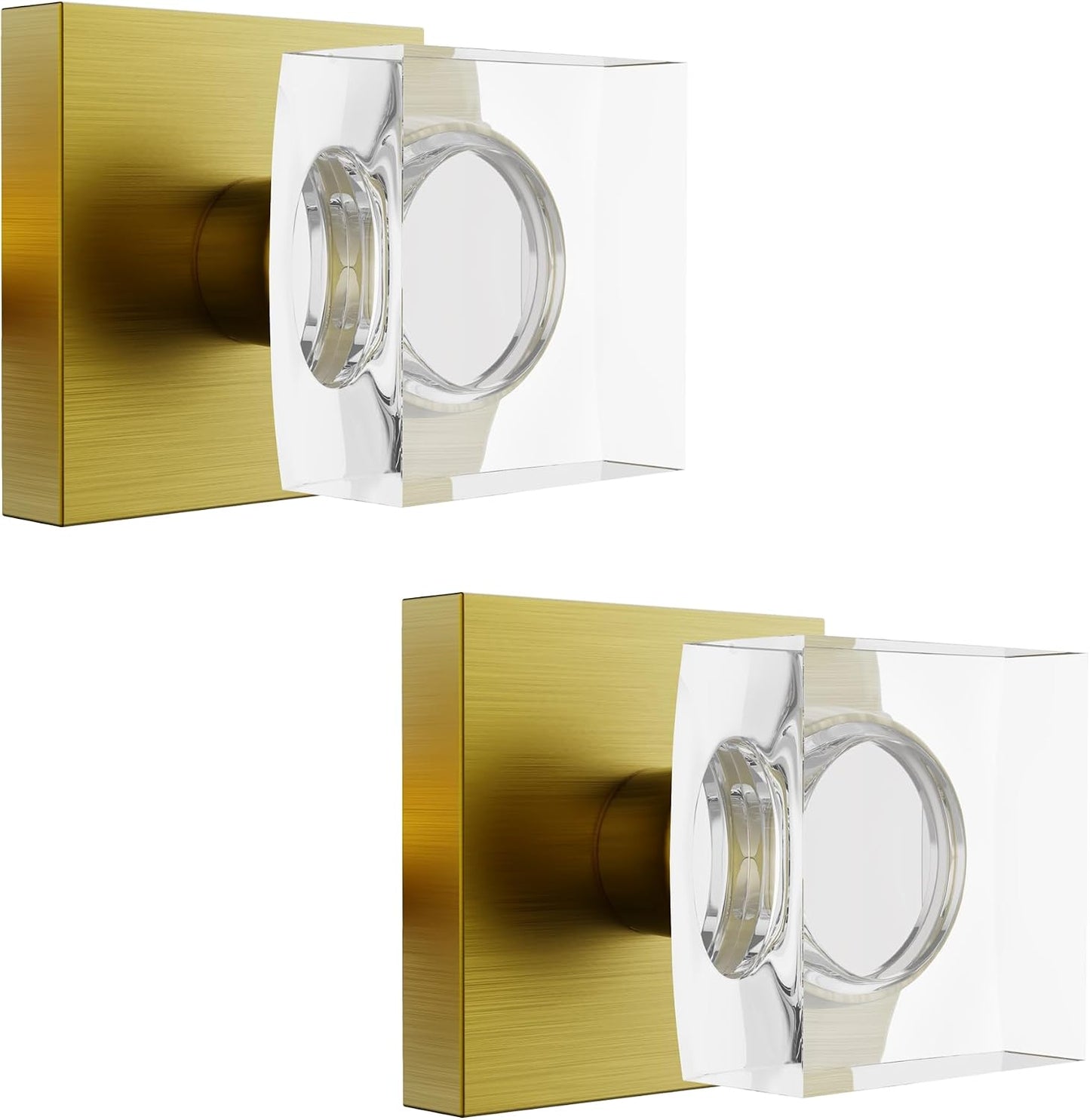 2 Pomas Puerta Latón Antiguo Cristal Interiores