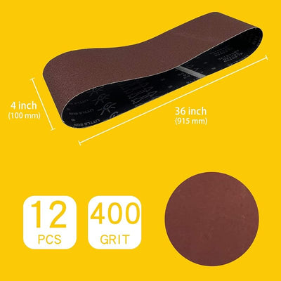 Cinturón lijado grano 400 4x36pulg aluminio paquete 12