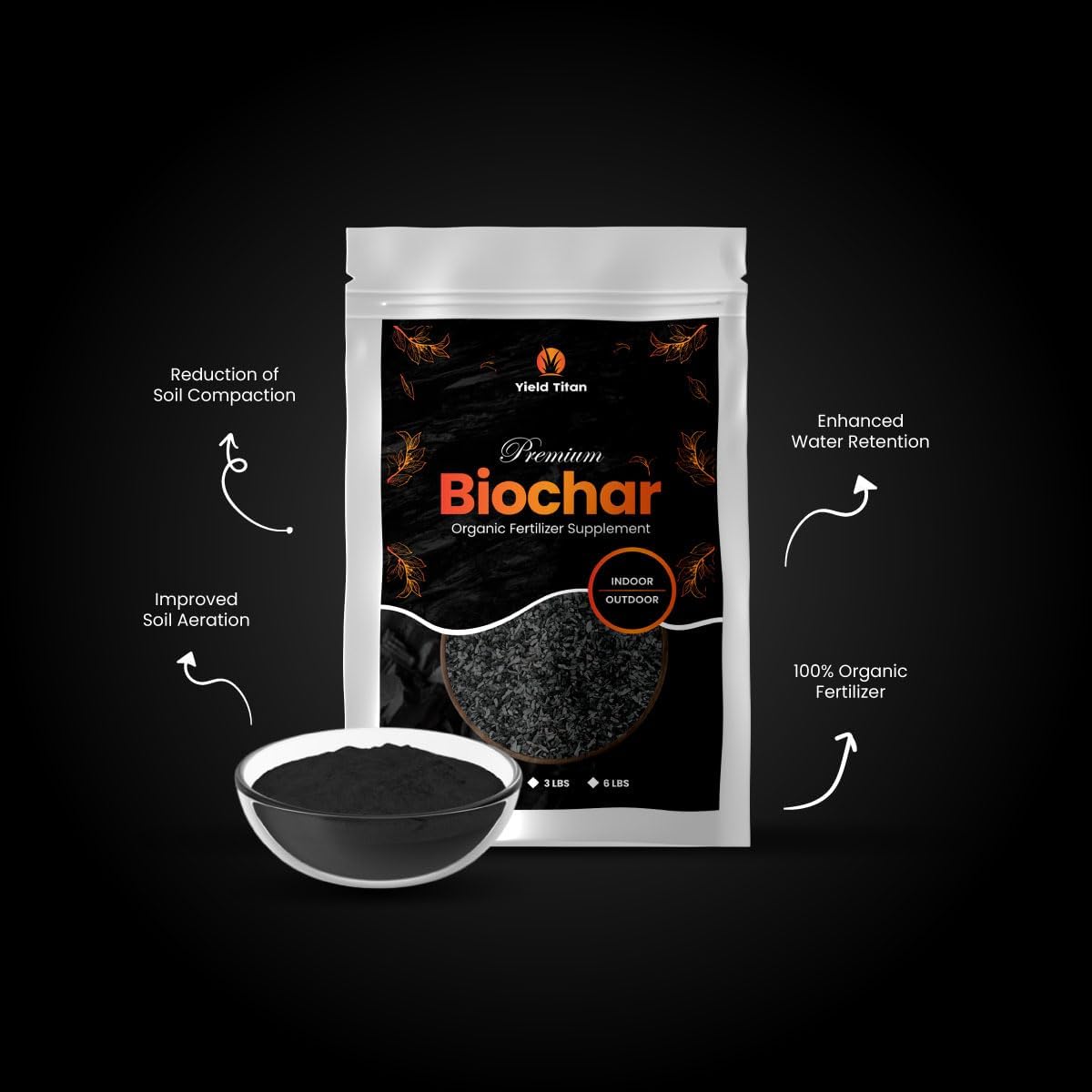 Suplemento fertilizante orgánico Biochar para plantas