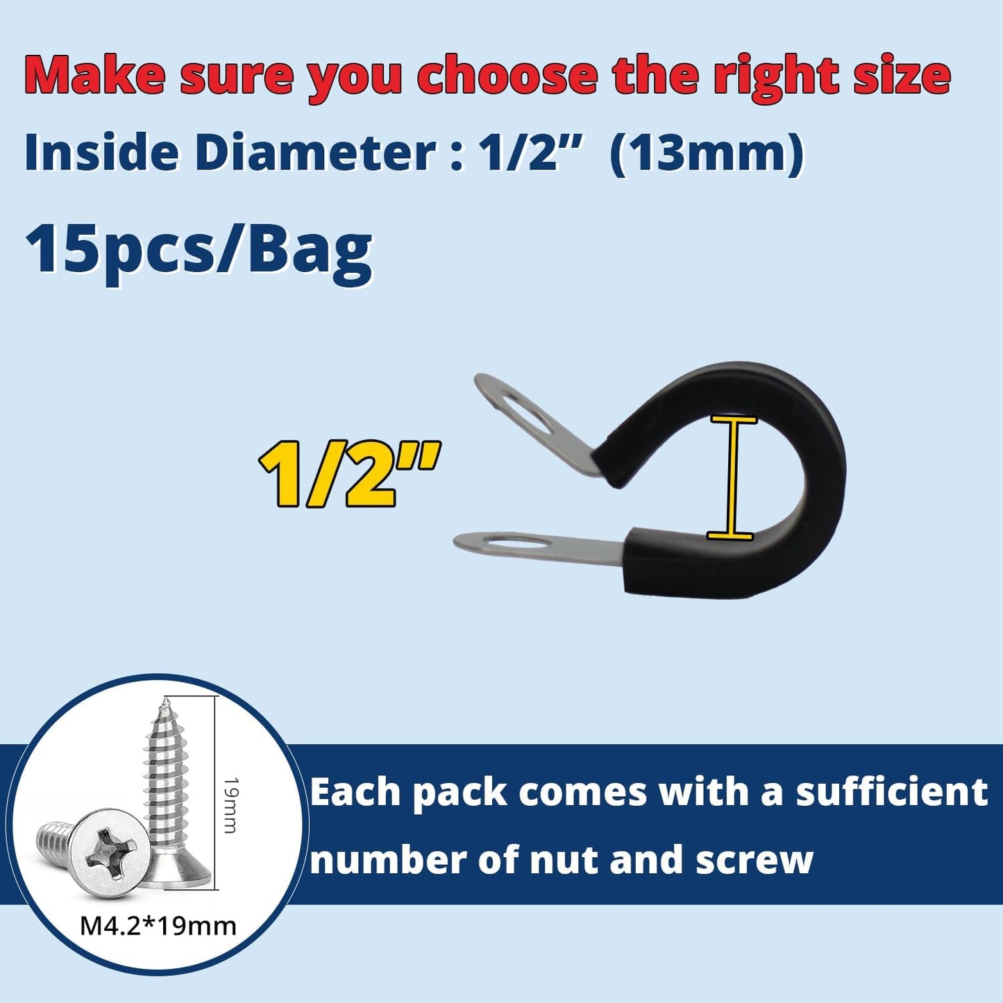 30 abrazaderas cable 1/2 pulg acero inox 304 aisladas