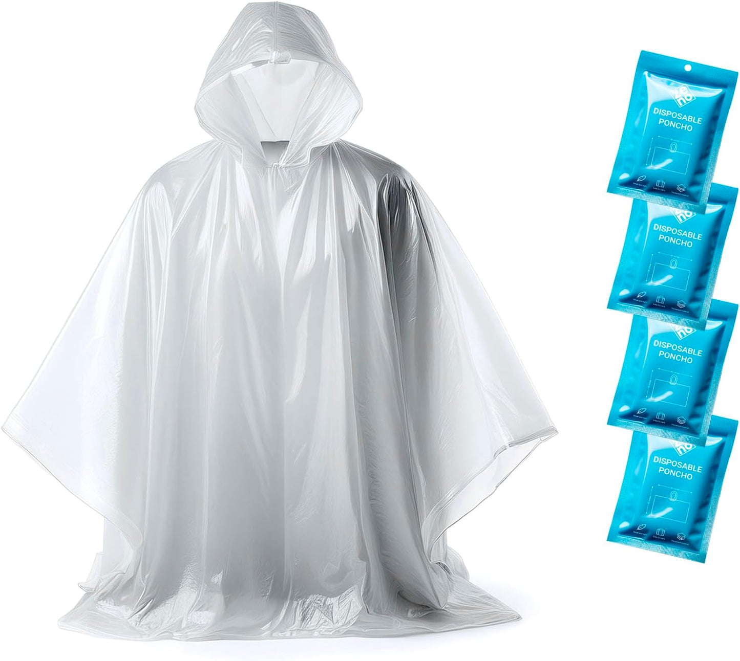 Poncho de lluvia transparente para adultos con capucha