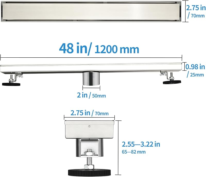 Drenaje ducha lineal 48" acero inox reversible