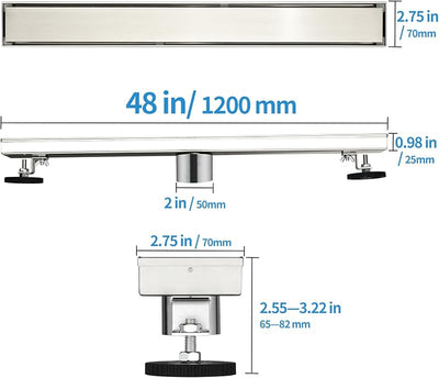 Drenaje ducha lineal 48" acero inox reversible