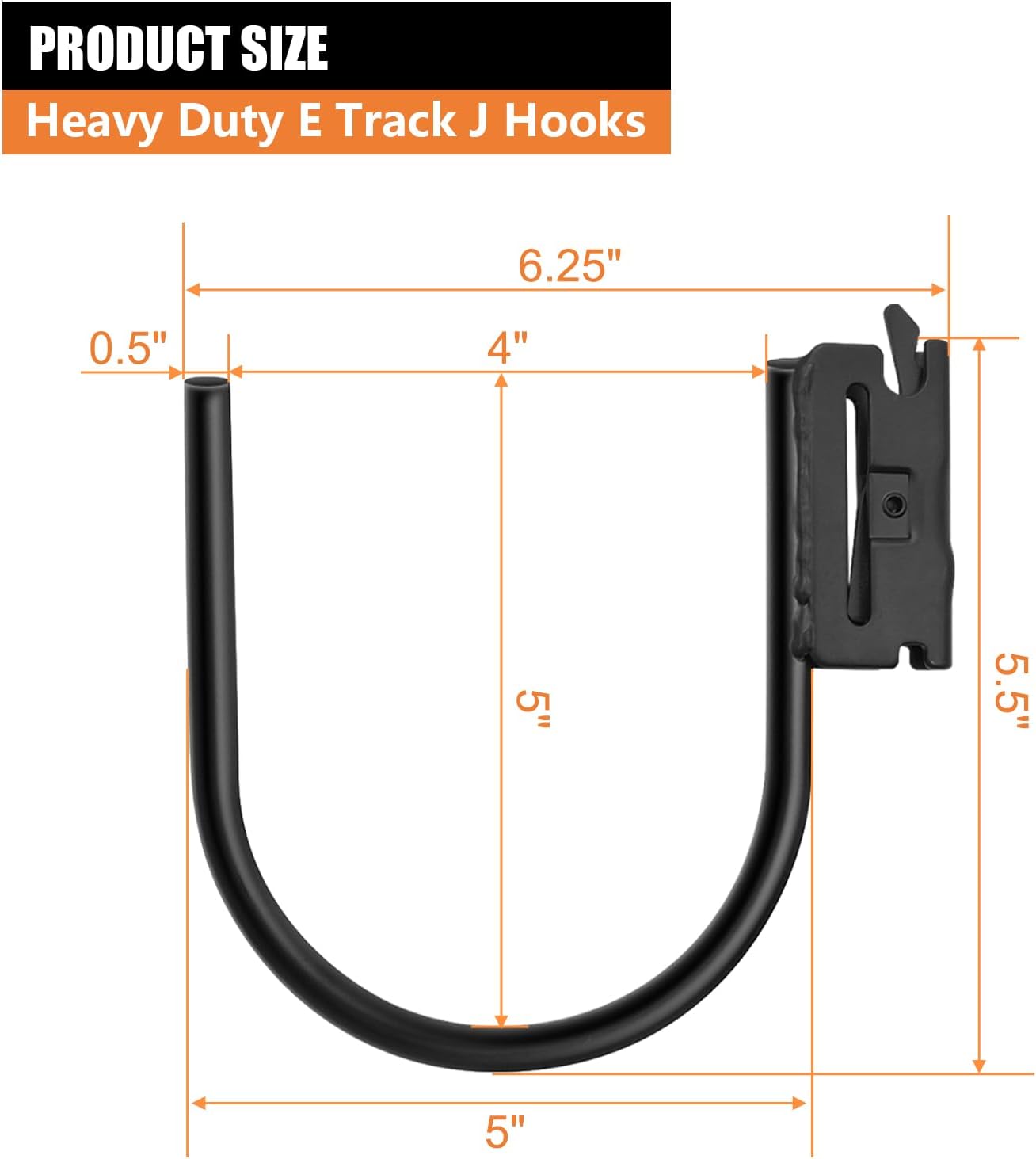 4 Ganchos E-Track Alta Resistencia Negro para Remolque