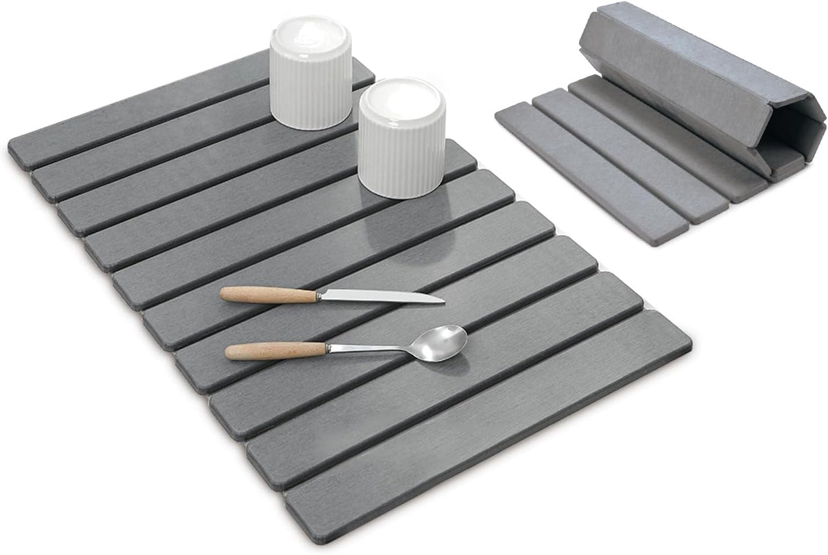 Tapete secado rápido piedra gris 24x16pulg plegable