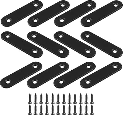 12 Soportes Acero Inox 2.4" Conector Placa Unión Negro